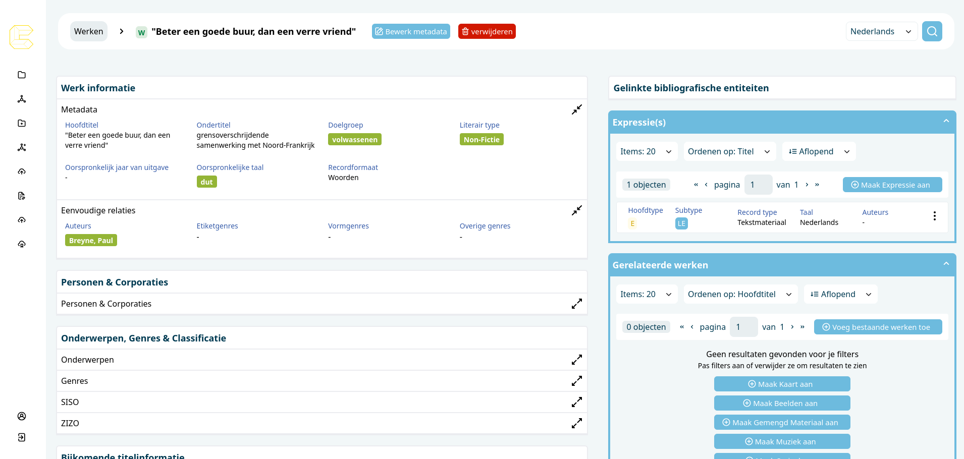 Een Werk met meerdere Expressies in de hiërarchie