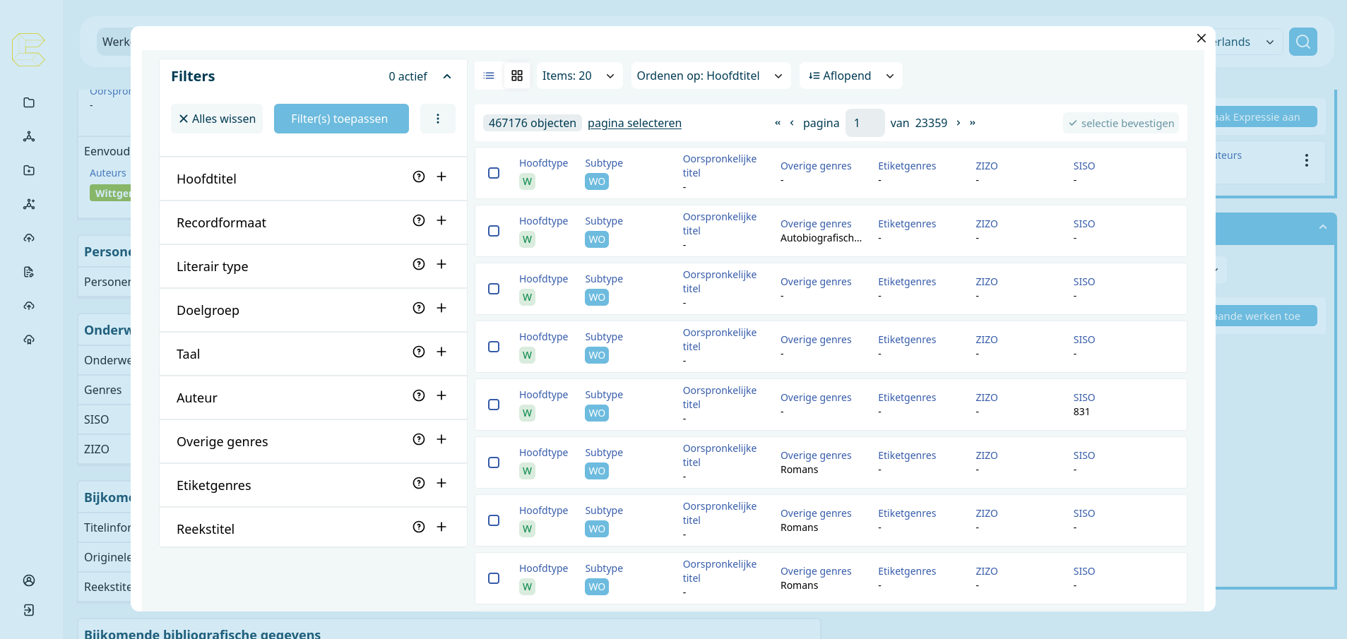 Het paneel om een relatie te leggen